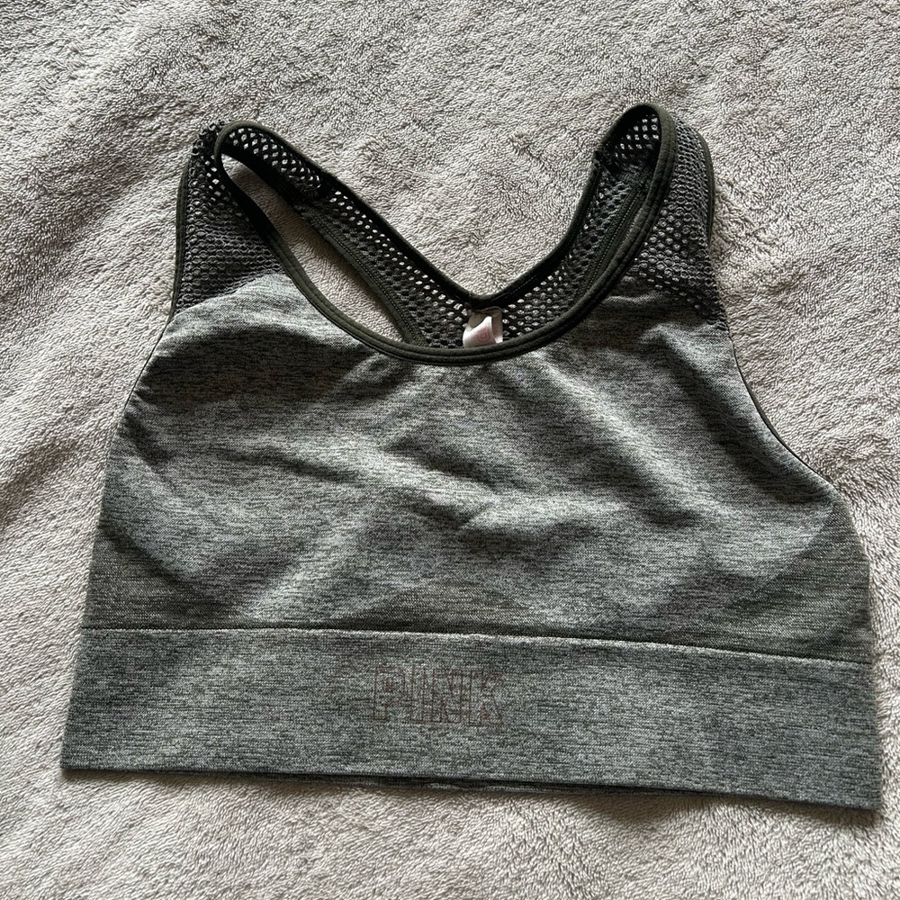 PINK Victoria's Secret Green Seamless Mesh-Back Sports Bra